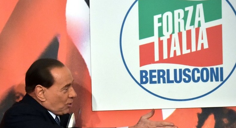 Former Italian prime minister Silvio Berlusconi is leader of the center-right party Forza Italia