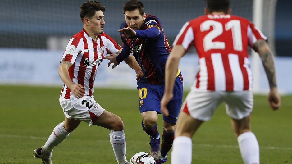 Lionel Messi podczas meczu Athletic Bilbao - FC Barcelona