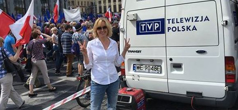 Młynarska na marszu KOD krytykuje TVP: Władzę ma publiczność, a nie prezesi
