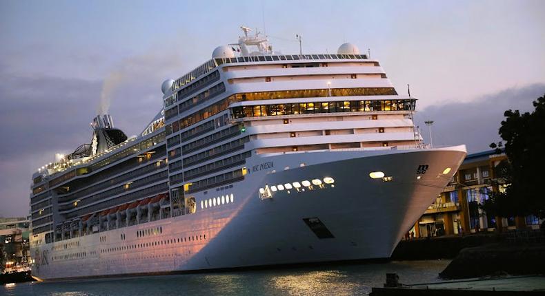 Luxury cruise ship MSC Poesia that docked in Mombasa