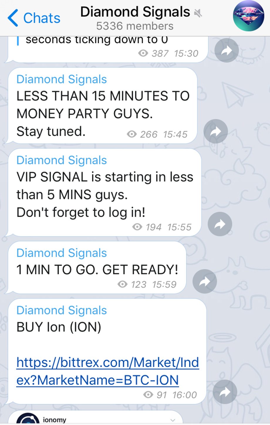 A Telegram group coordinating buying of a specific token at a specific time.