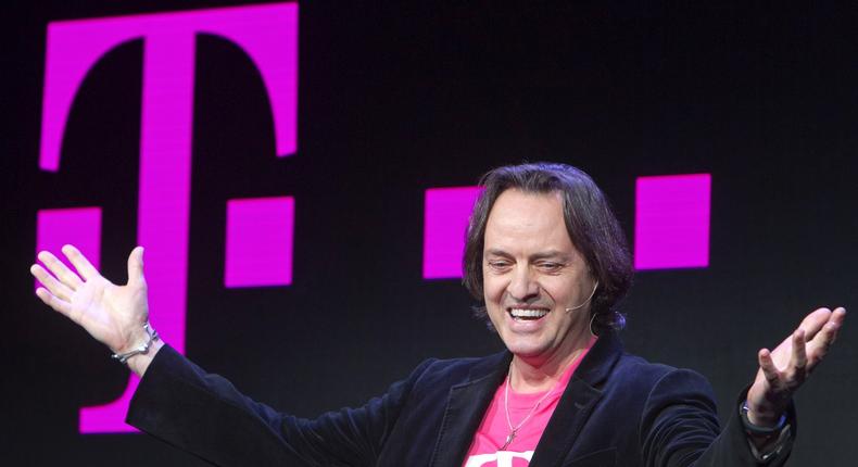 T-Mobile US CEO John Legere speaks at the 2014 Consumer Electronics Show in Las Vegas.