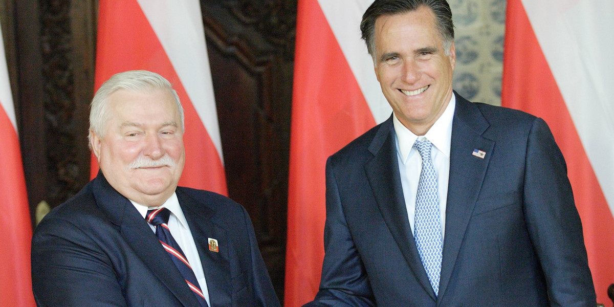 Lech Wałęsa i Mitt Romney