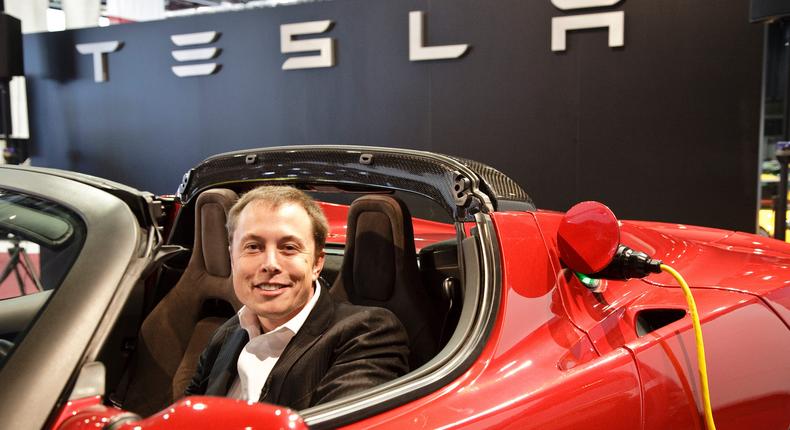 Twitter owner Elon Musk sitting in a Tesla.James Leynse/Corbis via Getty Images