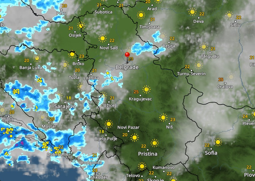 Kretanje nevremena u 8 sati