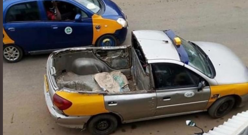 Taxi turned pickup truck causes a stir on social media