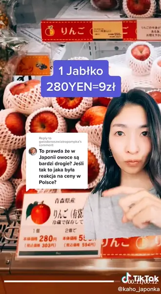 Tyle możemy zapłacić za jabłko w Japonii / TikTok