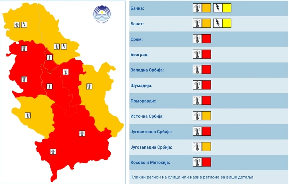 Meteo alarm za 22. jun