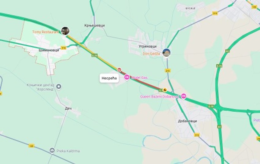 Saobraćajna nezgoda na auto-putu između Dobanovaca i Šimanovaca