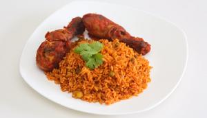 Jollof rice is usually served with chicken