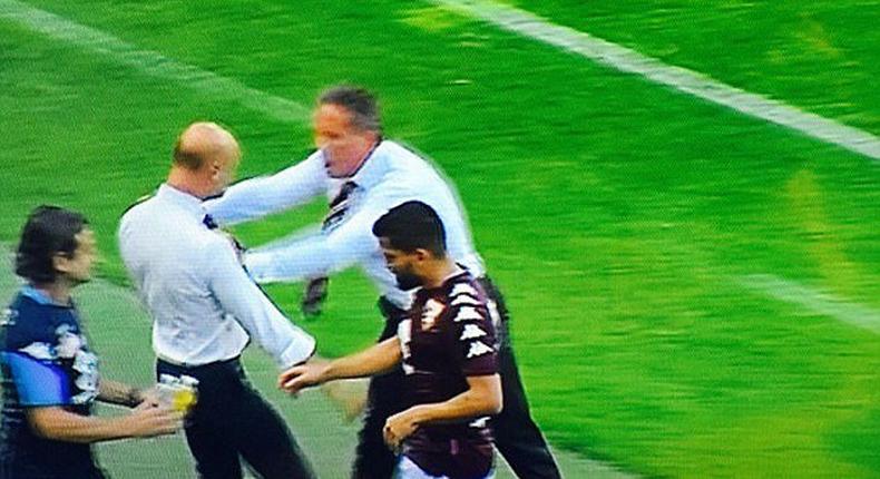 Afriyie Acquah's manager fights his own assistant on the touchline for his substitution