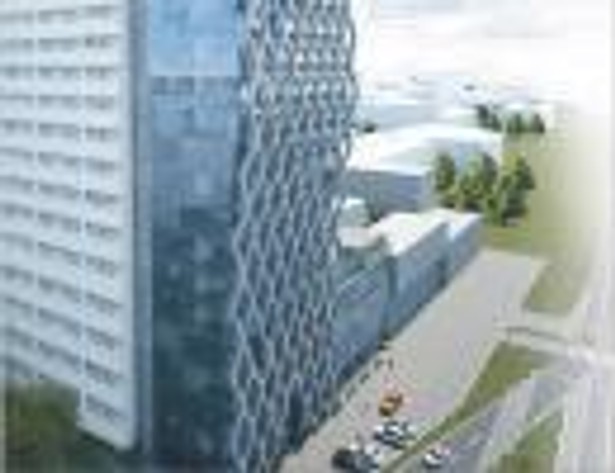 Zamiast szykownego apartamentowca przy ul. Prostej budowany jest biurowiec o niecodziennej architekturze Fot. Materiały prasowe