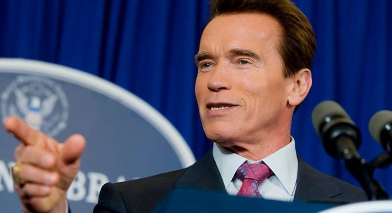 Former California Governor Arnold Schwarzenegger holds a news conference before the GOP debate at the Ronald Reagan Presidential Library on Wednesday, January 30, 2008, in Simi Valley, California.
