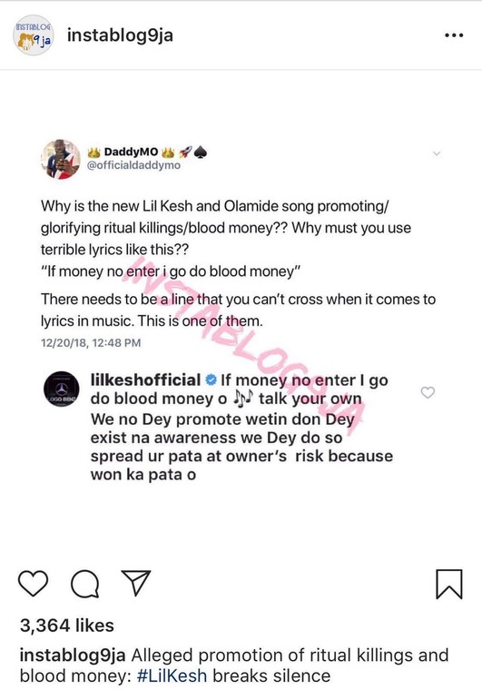 Lil Kesh reponds to criticism 