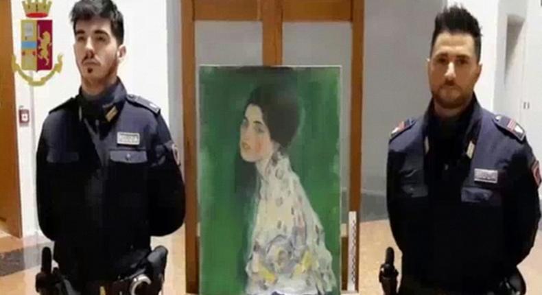 The stolen Klimt back inside the Piacenza gallery