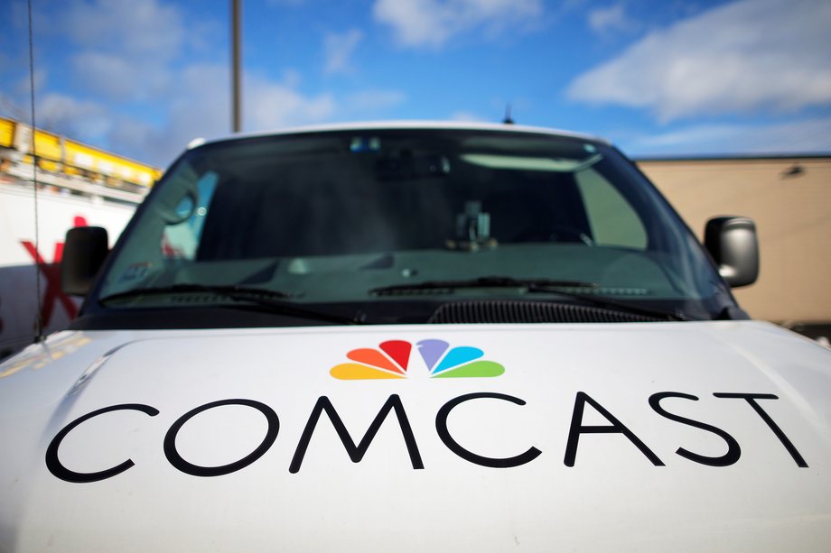 A technician's vehicle sits in the parking lot at a Comcast facility in Lawrence, Massachusetts, U.S. January 25, 2017.