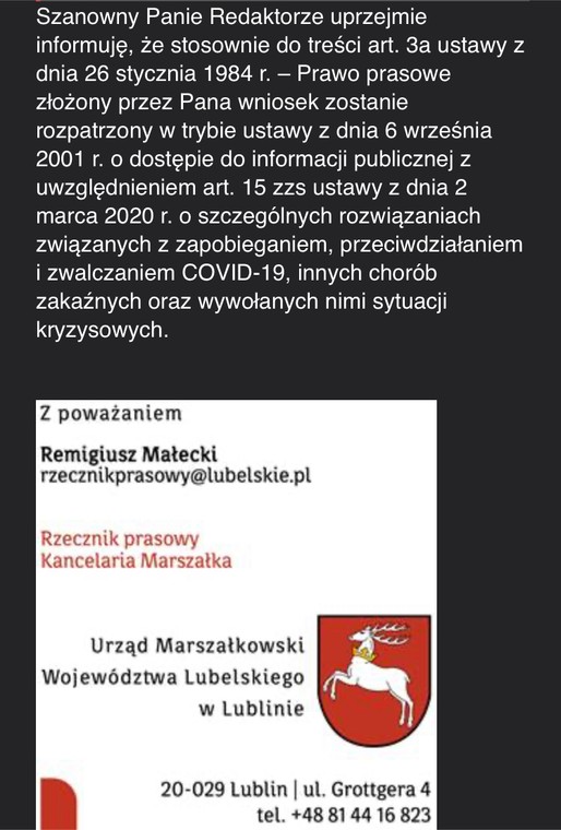 Odpowiedź z UMWL