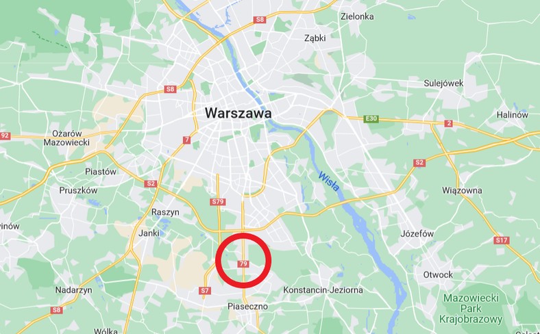 Miejsce wypadku na skrzyżowaniu ul. Baletowej i ul. Puławskiej