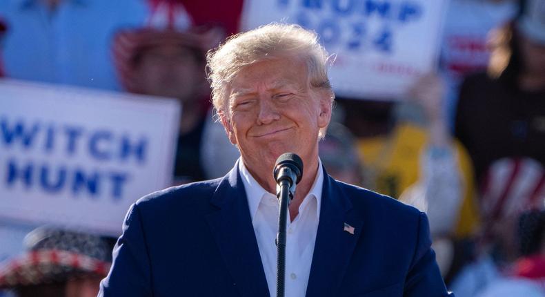 Former US President Donald Trump speaks during a 2024 election campaign rally in Waco, Texas, March 25, 2023.Suzanne Cordeiro/AFP via Getty Images