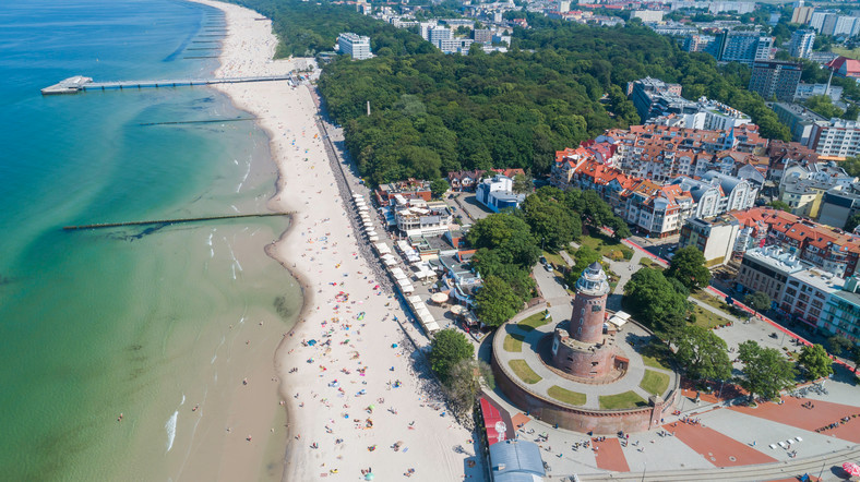 Plaża w Kołobrzegu z lotu ptaka