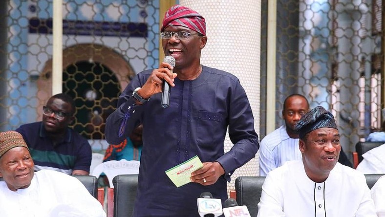 Sanwo-Olu and his running mate Obafemi Hamzat at a function (Pulse)
