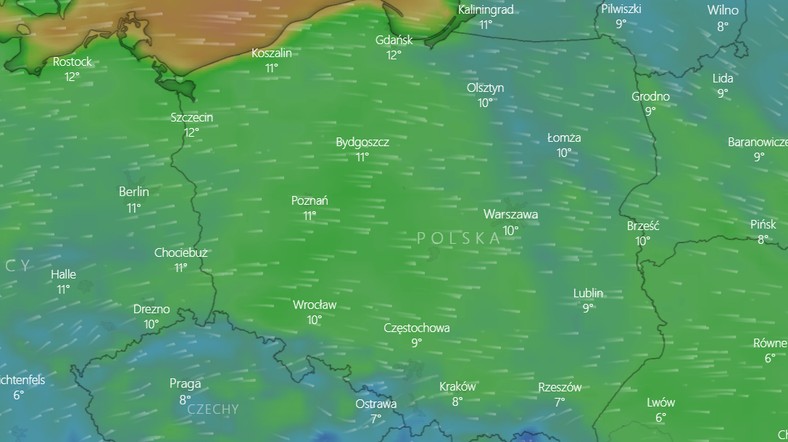 Silny wiatr w Polsce w piątek, 19 listopada