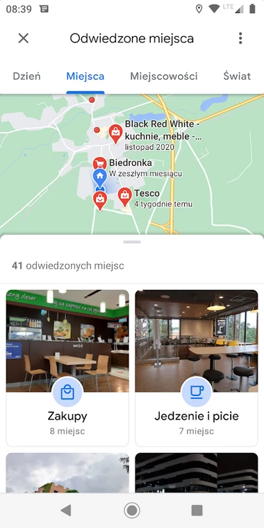 Mapy Google - oś czasu