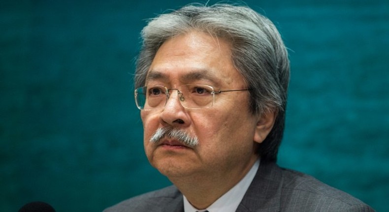 Hong Kong's Financial Secretary John Tsang, seen during a press conference at the Central Government office in Hong Kong, in September 2016