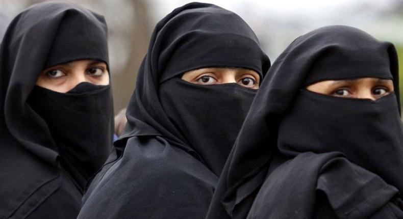Muslim women wearing the niqab