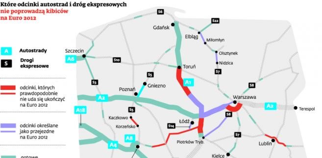 Które odcinki autostrad i dróg ekspresowych nie poprowadzą kibiców na Euro 2012