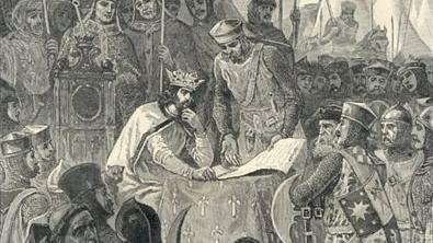Obraz przedstawiający króla Jana podpisującego Wielką Kartę Swobód - domena publiczna