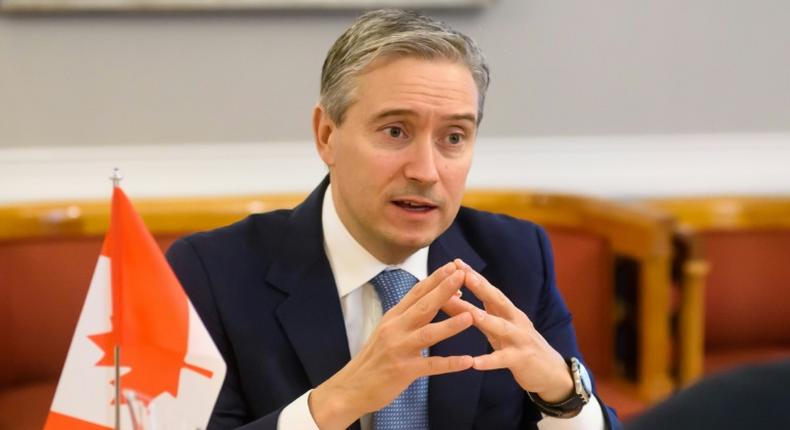 Canadian foreign affairs minister Francois-Philippe Champagne (pictured March 2020) urged the Mali coup leaders to respect the country's constitutional order and the human rights of all Malians