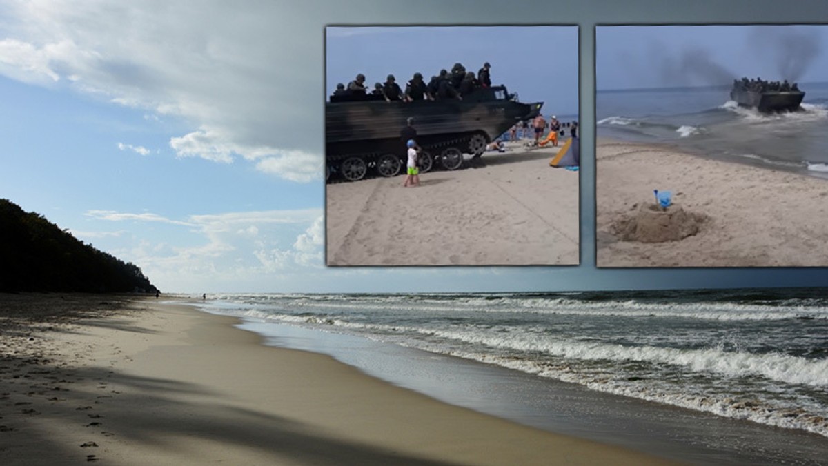 Wojskowe transportery wjechały do Bałtyku na oczach plażowiczów [WIDEO]