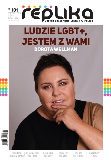 Dorota Wellman na okładce magazynu "Replika"