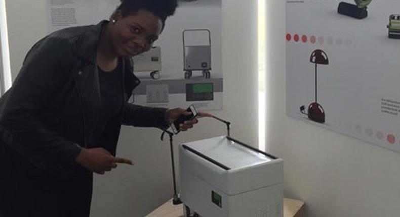 Jaiyeola Oduyoye proudly displaying her invention