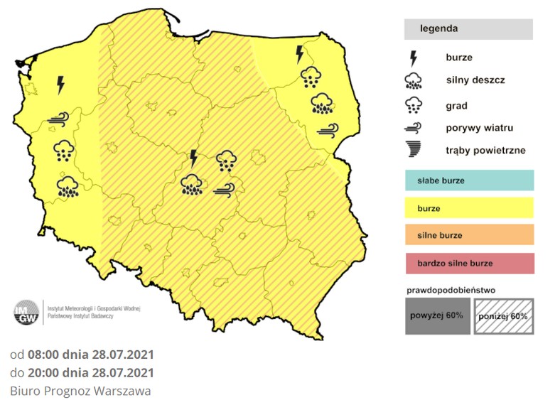 W środę mocno zagrzmi na przeważającym obszarze Polski