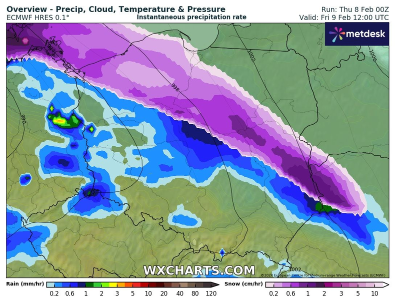 Najbliższa doba miejscami przyniesie opady deszczu ze śniegiem i śniegu