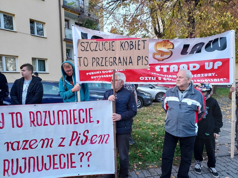 Protest przed spotkaniem z Jarosławem Kaczyńskim