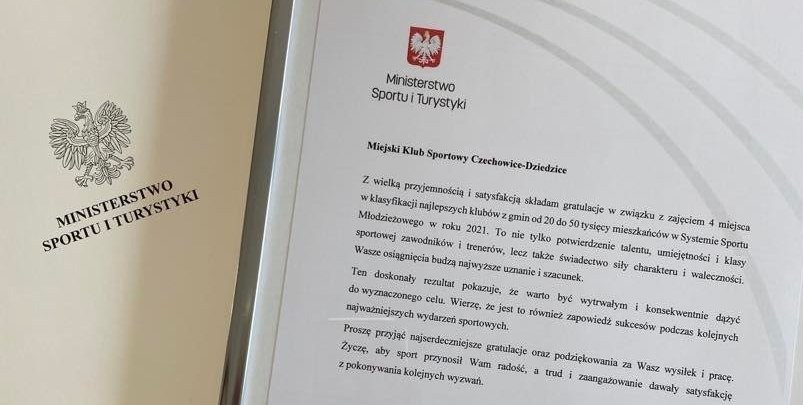 MKS Czechowice-Dziedzice doceniony przez Ministerstwo Sportu