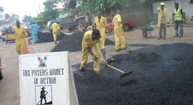 LSPWC worker repairing roads