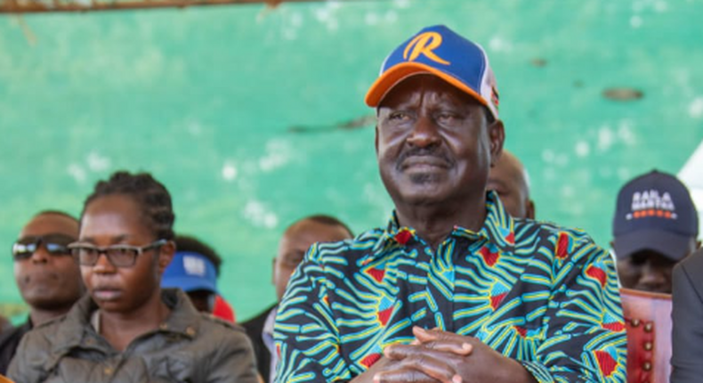 Azimio presidential candidate Raila Odinga during campaigns in Murang'a County on July 23, 2022