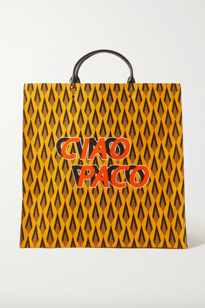 Tote bag imprimé en toile de coton et cuir de Paco Rabanne pour environ CHF 621, net-a-porter.com