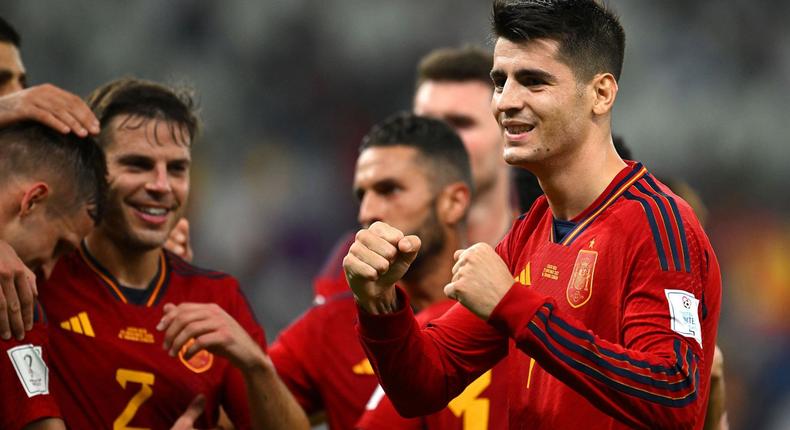 Alvaro Morata célèbre son but pour l'Espagne contre le Costa Rica.