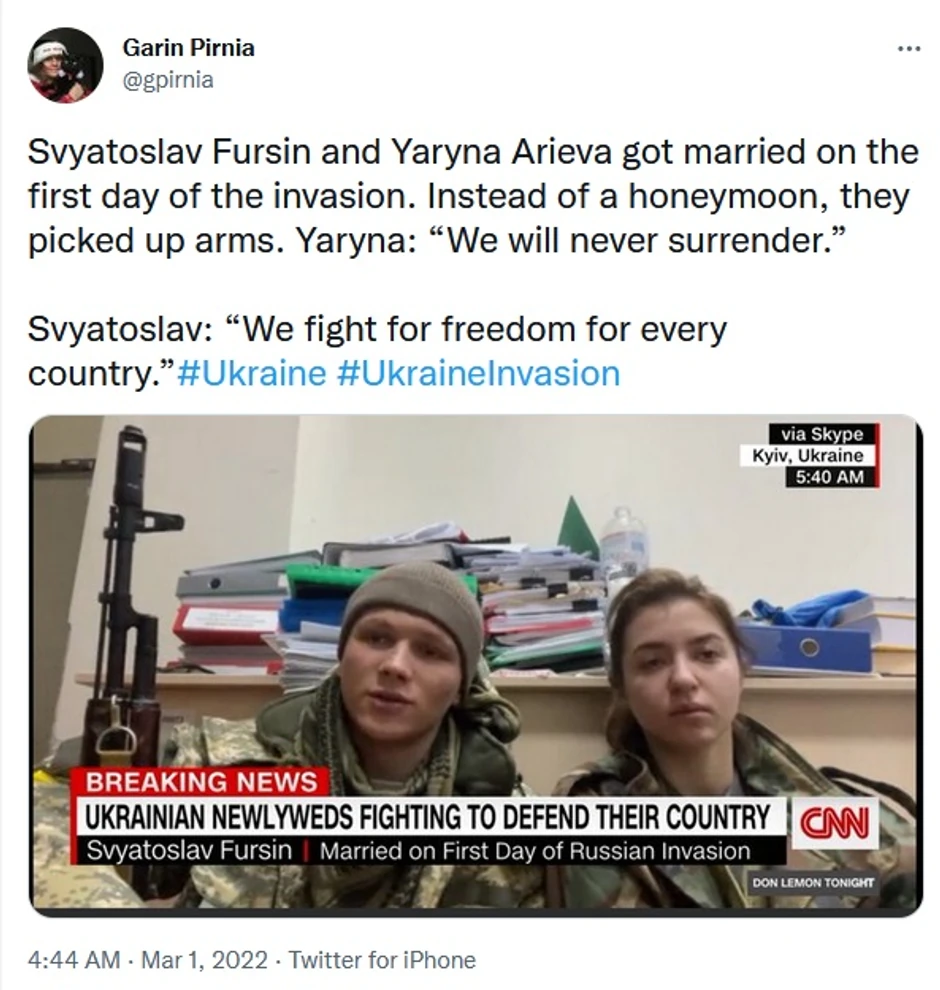 Mladenci Sjvatoslav Fursin i Jarina Arijeva