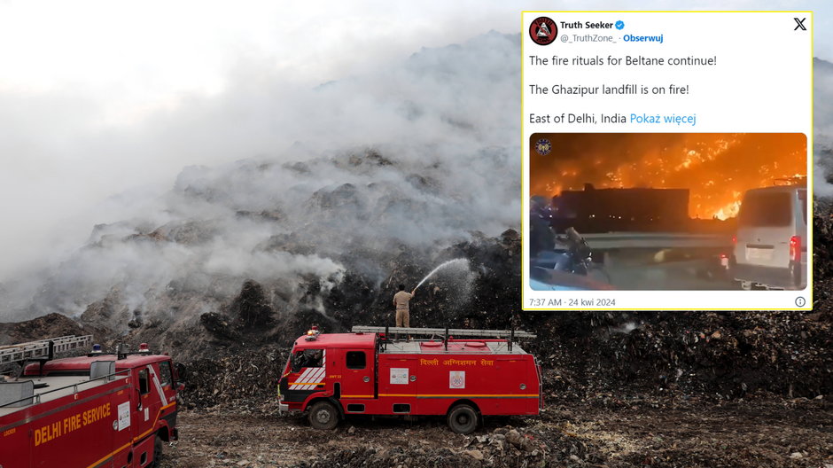 Wielki ogień na największym wysypisku w Indiach. "Nie możemy oddychać" (screen: Twitter.com/_TruthZone_)