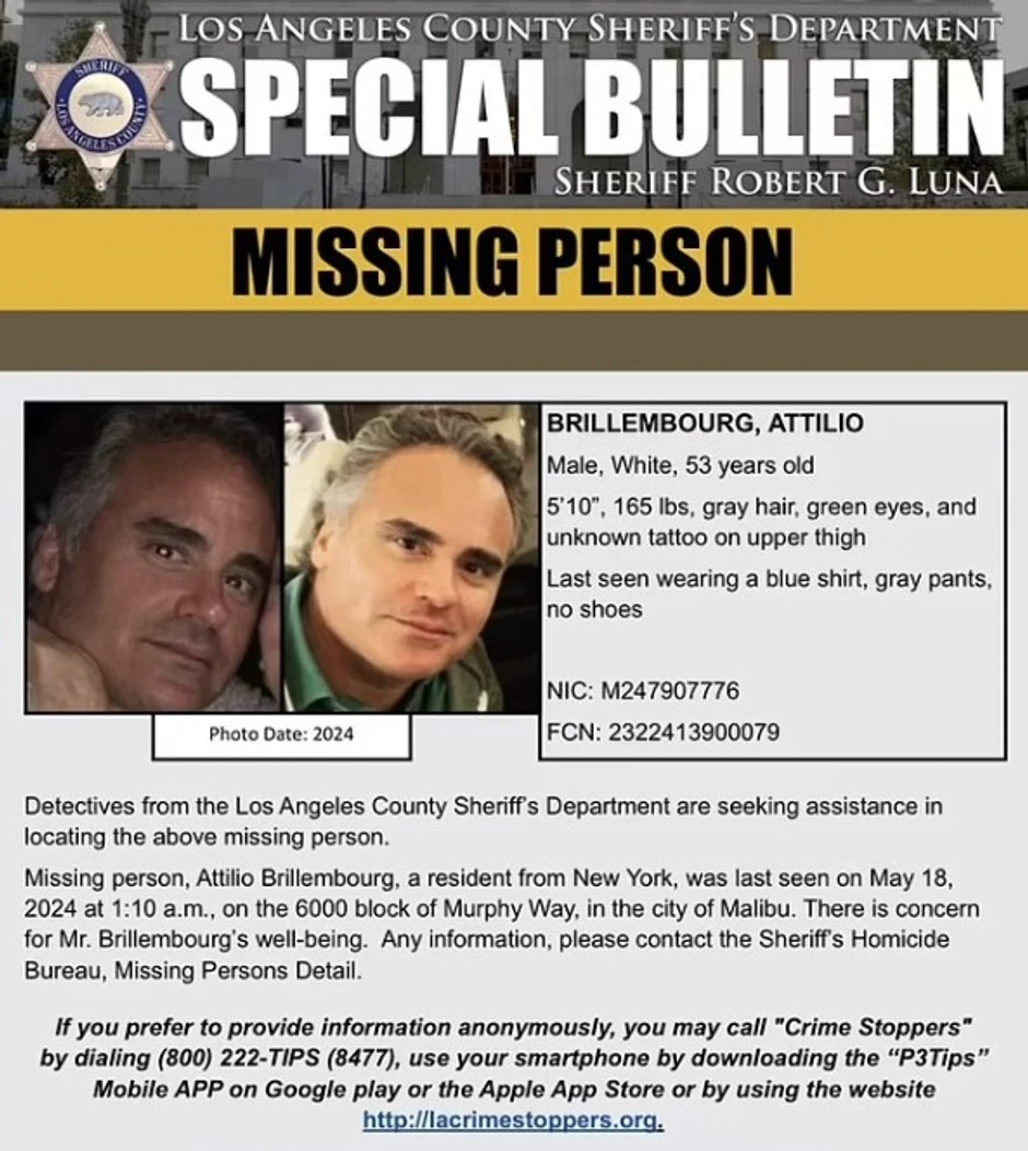 Obaveštenje o nestanku Atilija Brilemburga