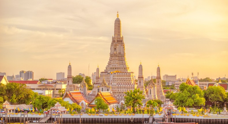 The Wat Arun Buddhist temple in Bangkok, Thailand. This is not the temple with the vagina sculpture.Arun Residence