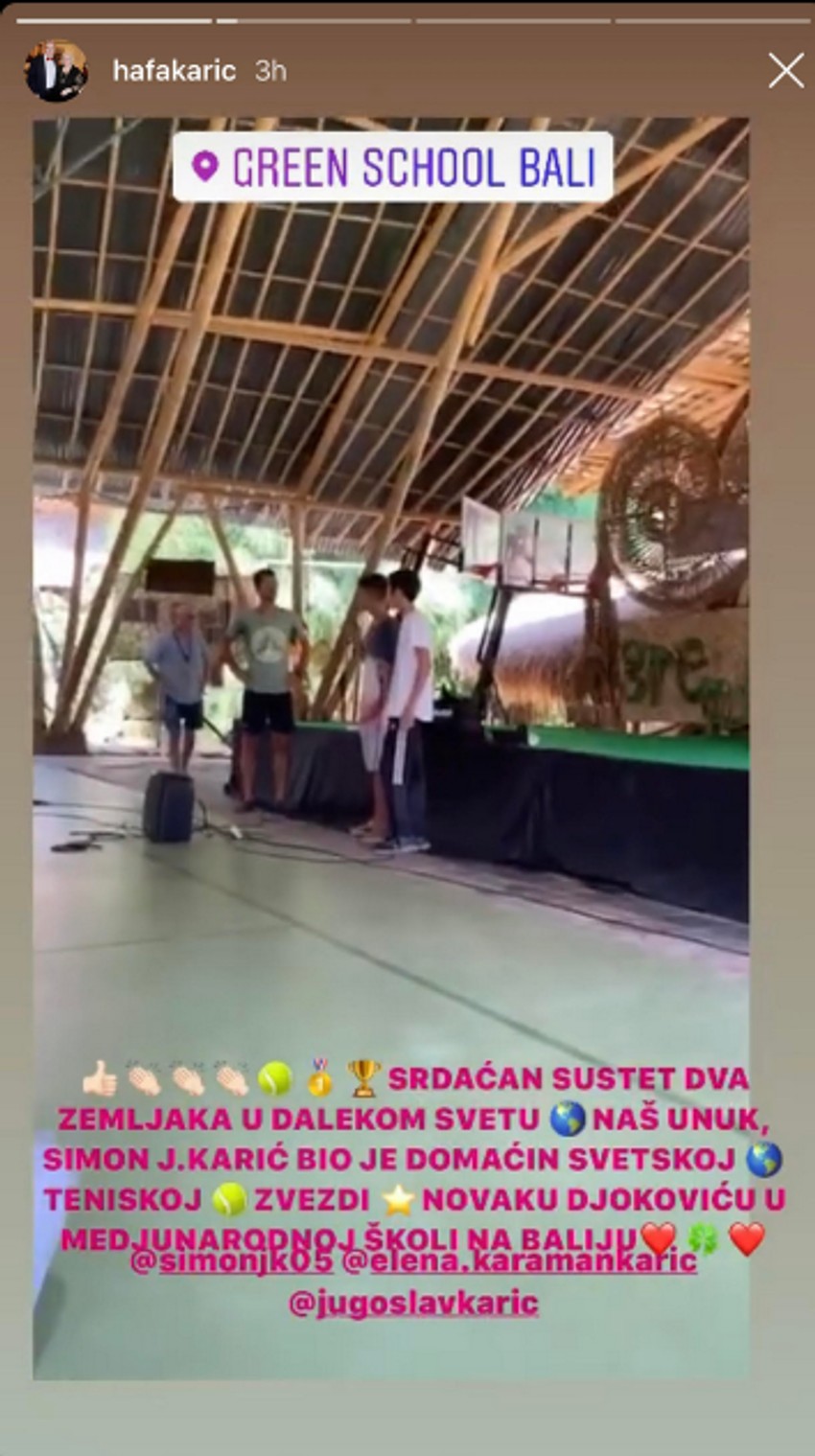 Novak Đoković na Baliju, u poseti Simonu Kariću