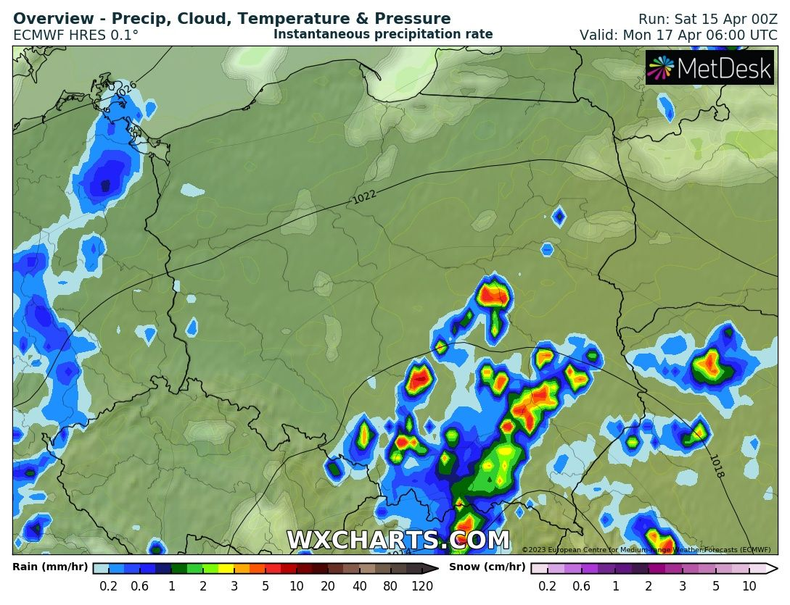 W nocy opady nie ustąpią, ale będzie ich mniej niż w dzień