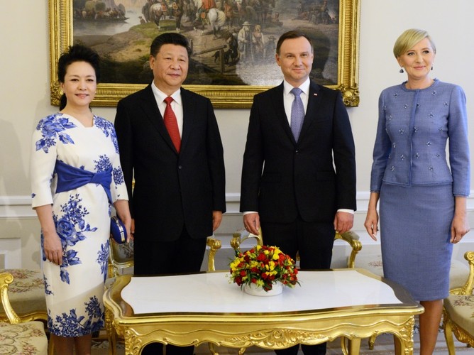 Peng Liyuan, Xi Jinping, Andrzej Duda i Agata Kornhauser-Duda